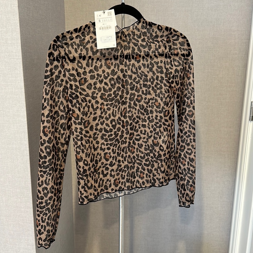 Zara animal print mesh top